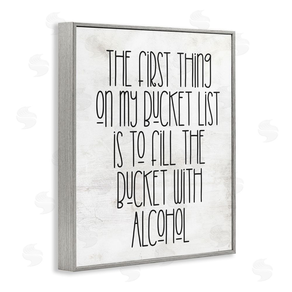 Stupell Studio Funny Alcohol Bucket List Gray Framed Giclee Wall Art Print