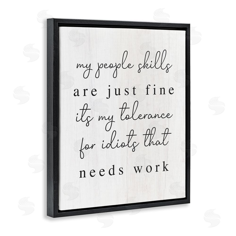 Stupell Studio Sassy People Skills Phrase Black Floating Frame Canvas Wall Art Print