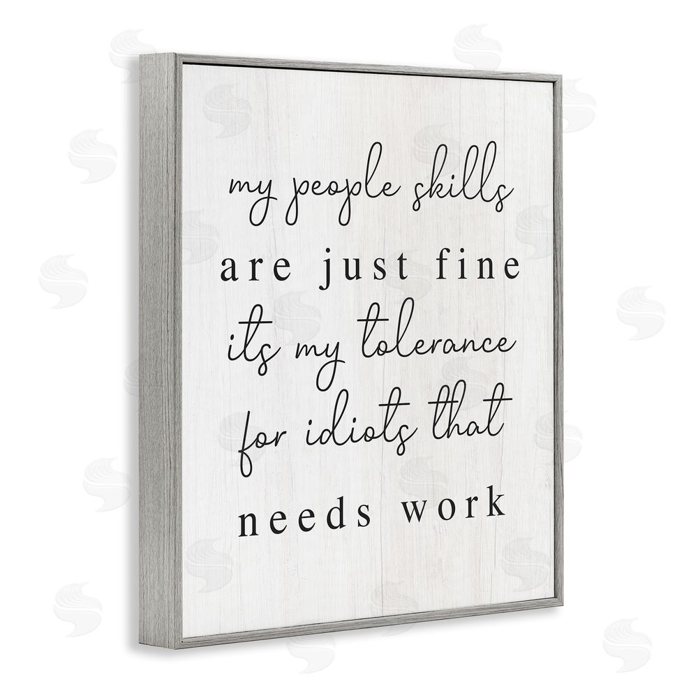 Stupell Studio Sassy People Skills Phrase Gray Framed Giclee Wall Art Print