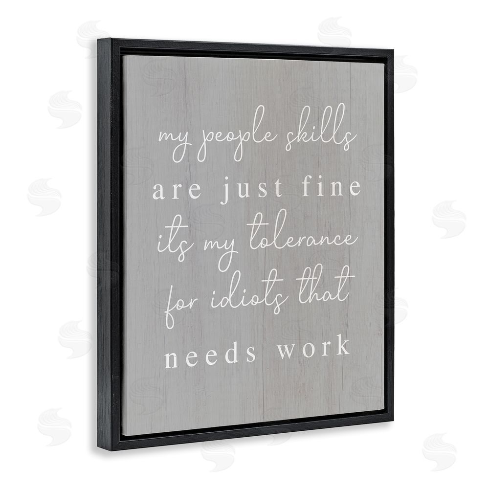 Stupell Studio People Skills Sassy Saying Black Floating Frame Canvas Wall Art Print