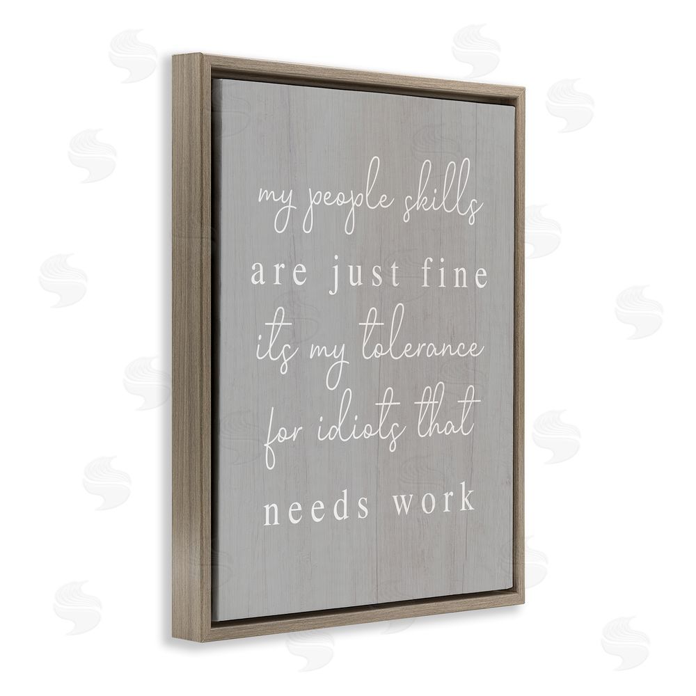 Stupell Studio People Skills Sassy Saying Brown Floating Frame Canvas Wall Art Print