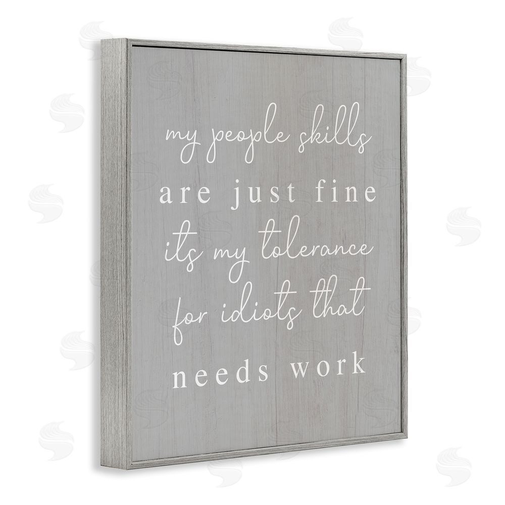 Stupell Studio People Skills Sassy Saying Gray Framed Giclee Wall Art Print