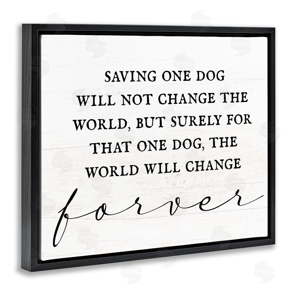 Stupell Studio Uplifting Rescue Dog Phrase Black Floating Frame Canvas Wall Art Print