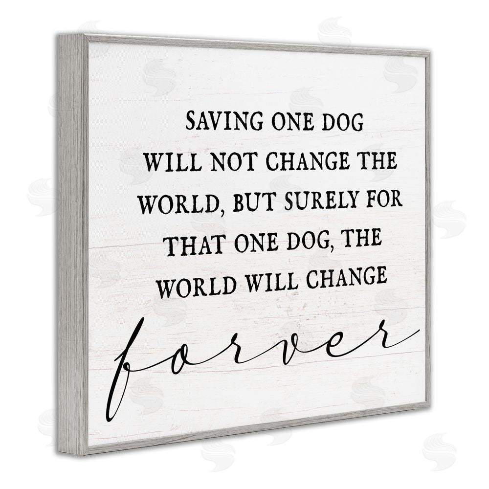 Stupell Studio Uplifting Rescue Dog Phrase Gray Framed Giclee Wall Art Print