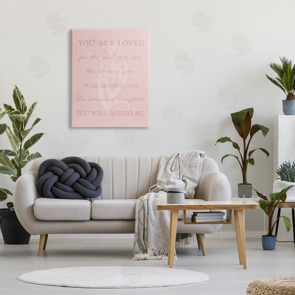 Stupell Studio Daughter You Are Loved Canvas Wall Art Print in Room