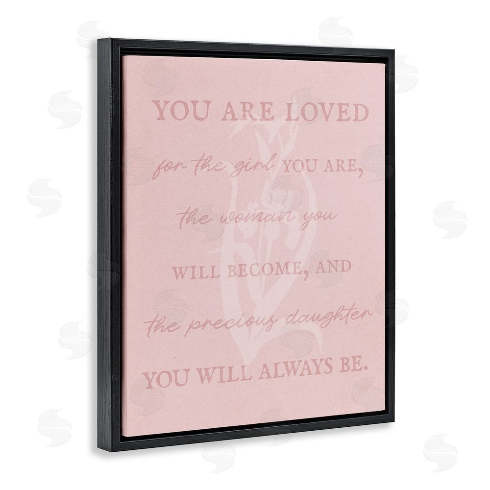Stupell Studio Daughter You Are Loved Black Floating Frame Canvas Wall Art Print