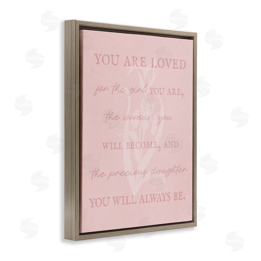 Stupell Studio Daughter You Are Loved Brown Floating Frame Canvas Wall Art Print