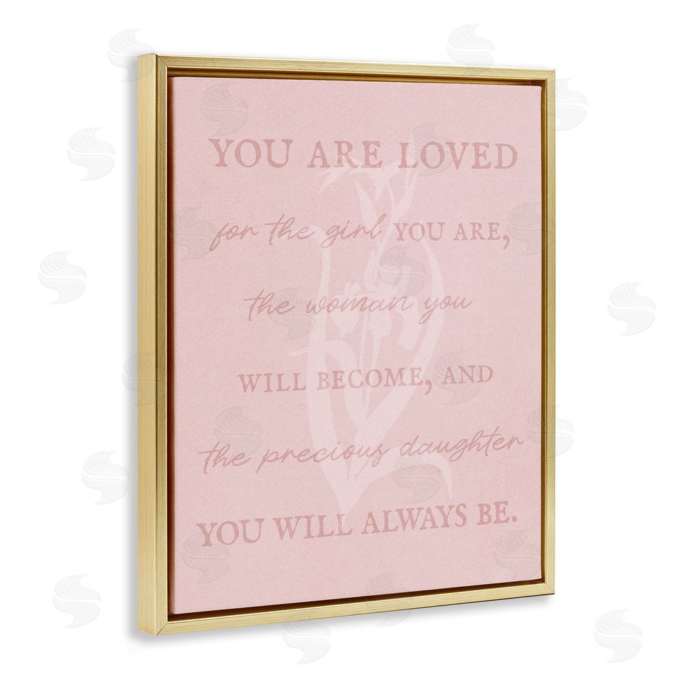 Stupell Studio Daughter You Are Loved Gold Floating Frame Canvas Wall Art Print