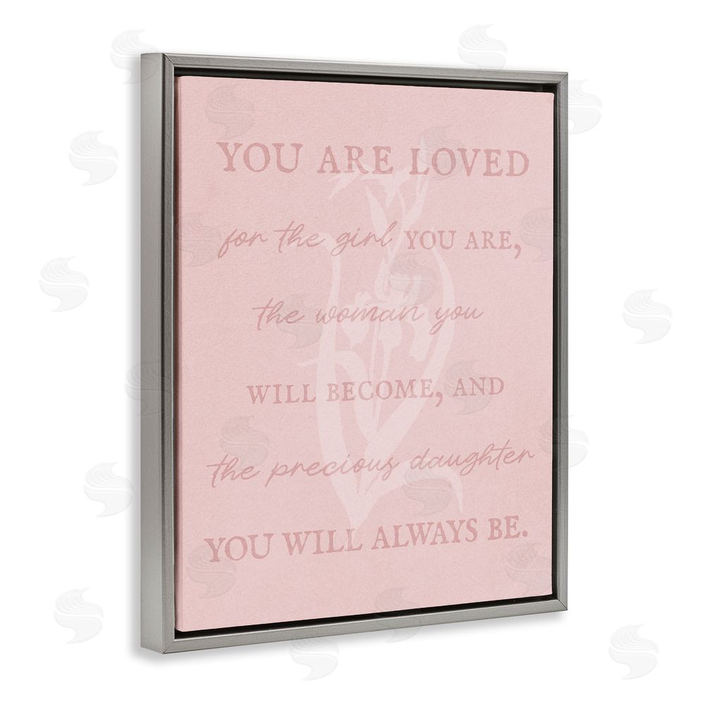 Stupell Studio Daughter You Are Loved Grey Floating Frame Canvas Wall Art Print