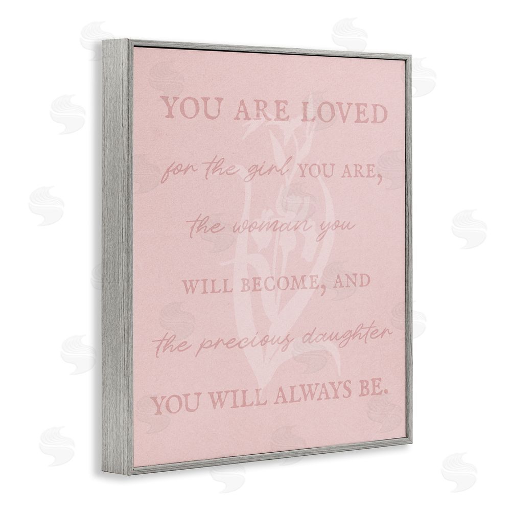 Stupell Studio Daughter You Are Loved Gray Framed Giclee Wall Art Print