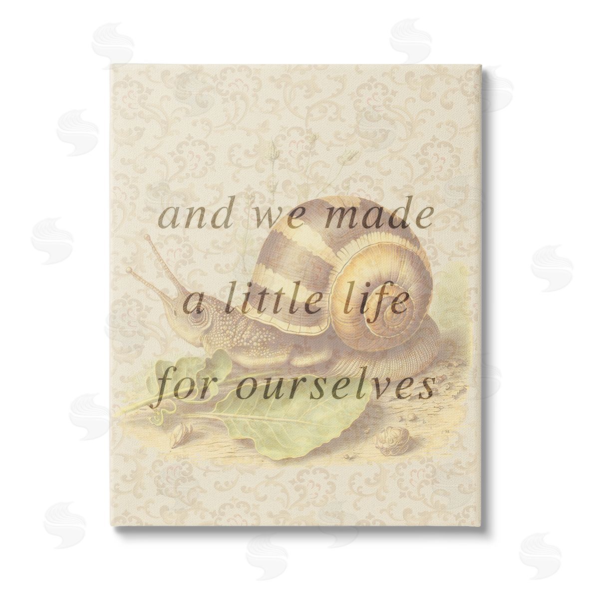 Stupell Studio Vintage Phrase with Snail Stretched Canvas Wall Art Print