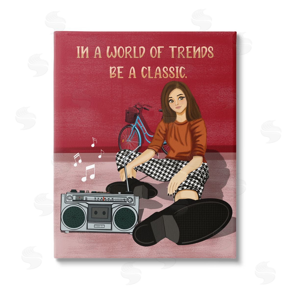 Saba Rauf Motivational Girl with Boombox Stretched Canvas Wall Art Print