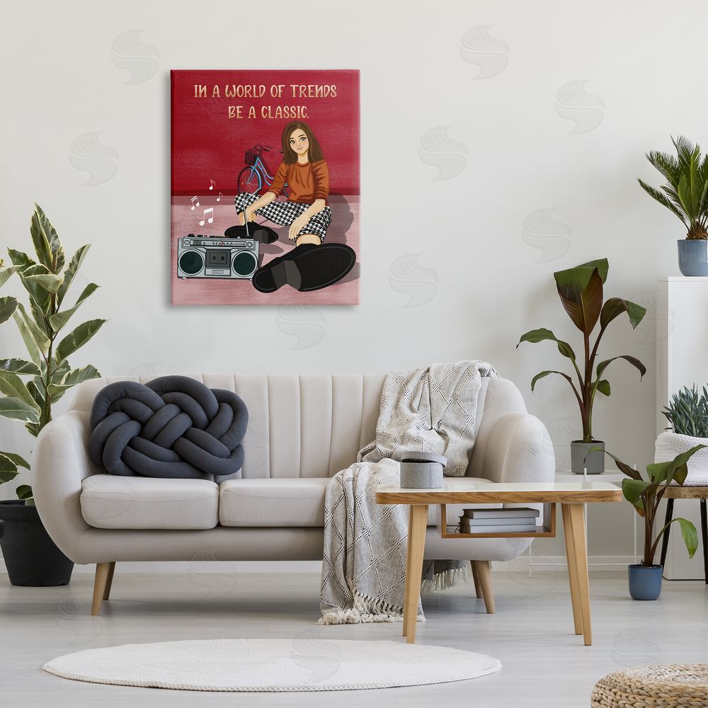 Saba Rauf Motivational Girl with Boombox Canvas Wall Art Print in Room