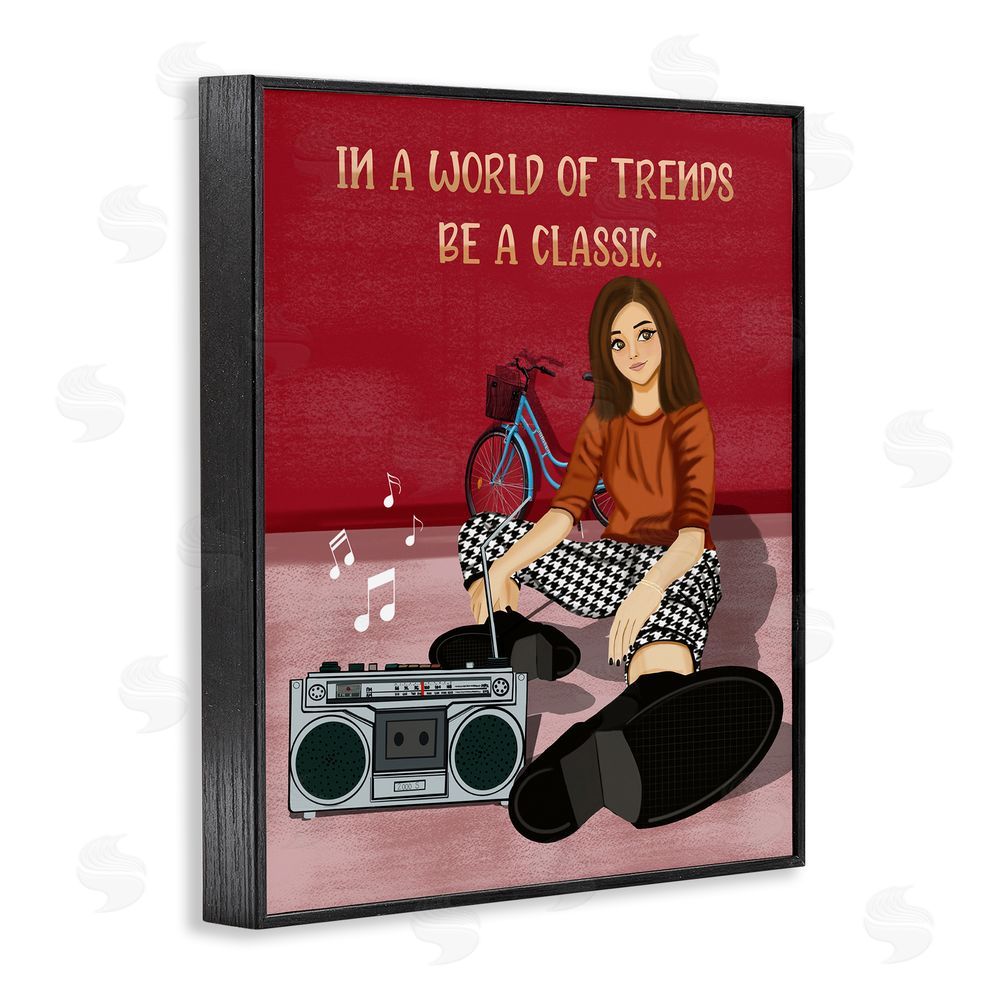 Saba Rauf Motivational Girl with Boombox Black Framed Giclee Wall Art Print