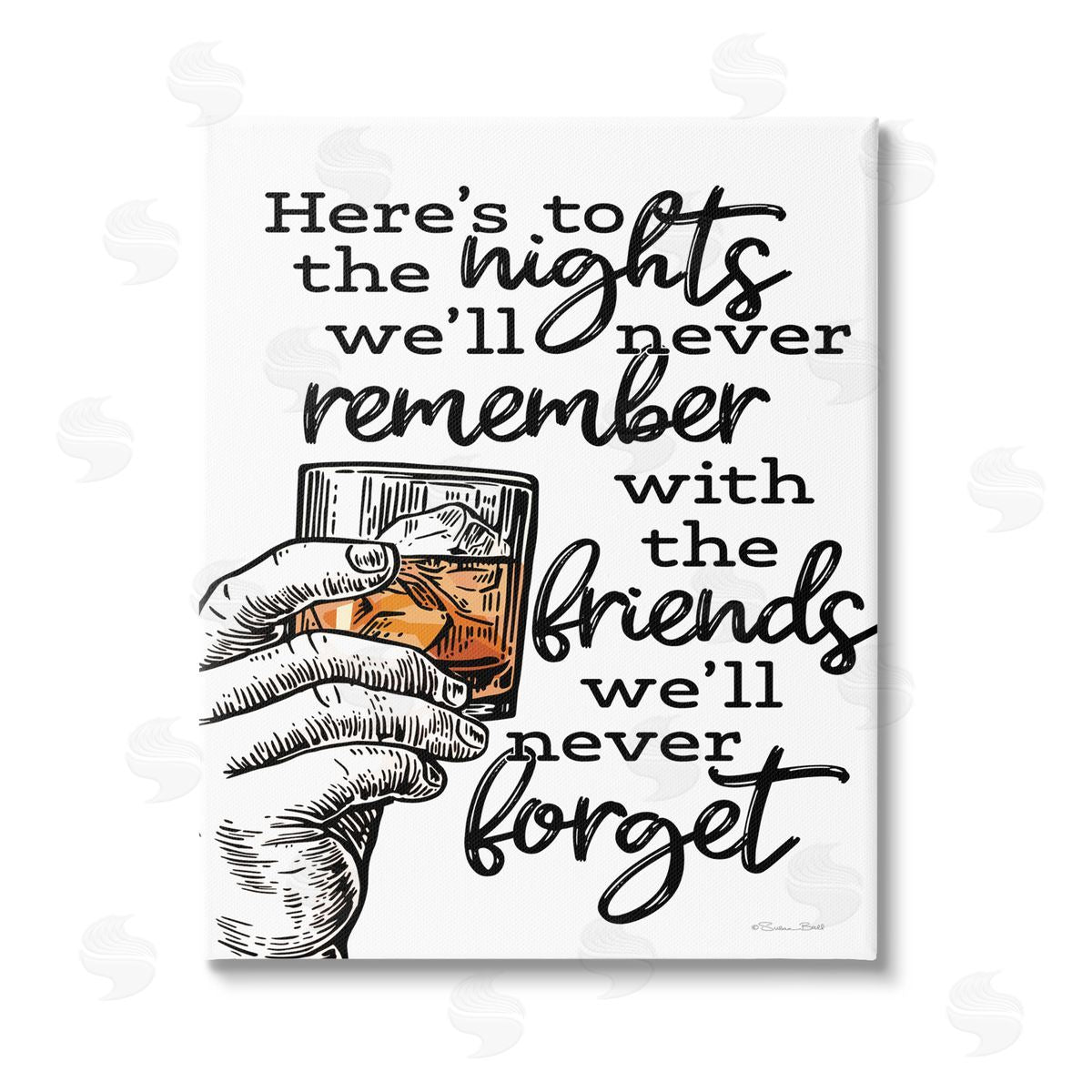 Susan Ball Funny Drinking with Friends Stretched Canvas Wall Art Print