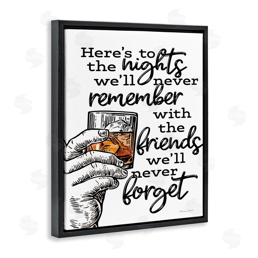 Susan Ball Funny Drinking with Friends Black Floating Frame Canvas Wall Art Print