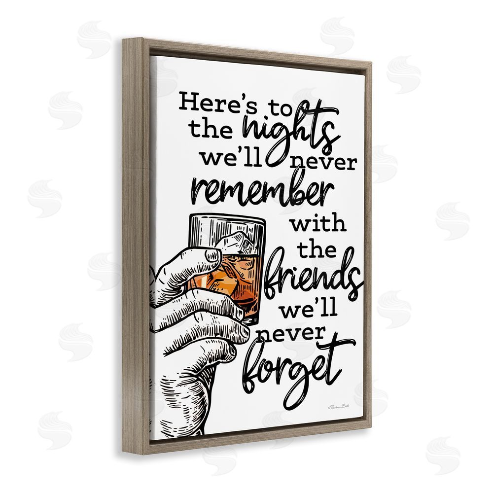 Susan Ball Funny Drinking with Friends Brown Floating Frame Canvas Wall Art Print