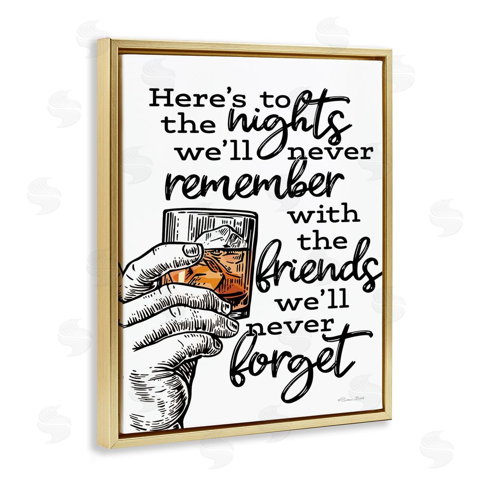 Susan Ball Funny Drinking with Friends Gold Floating Frame Canvas Wall Art Print