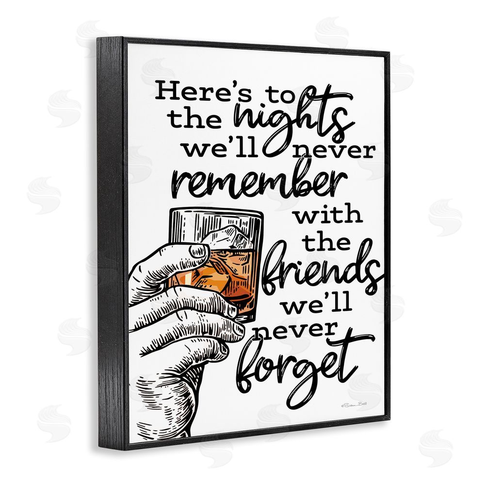Susan Ball Funny Drinking with Friends Black Framed Giclee Wall Art Print