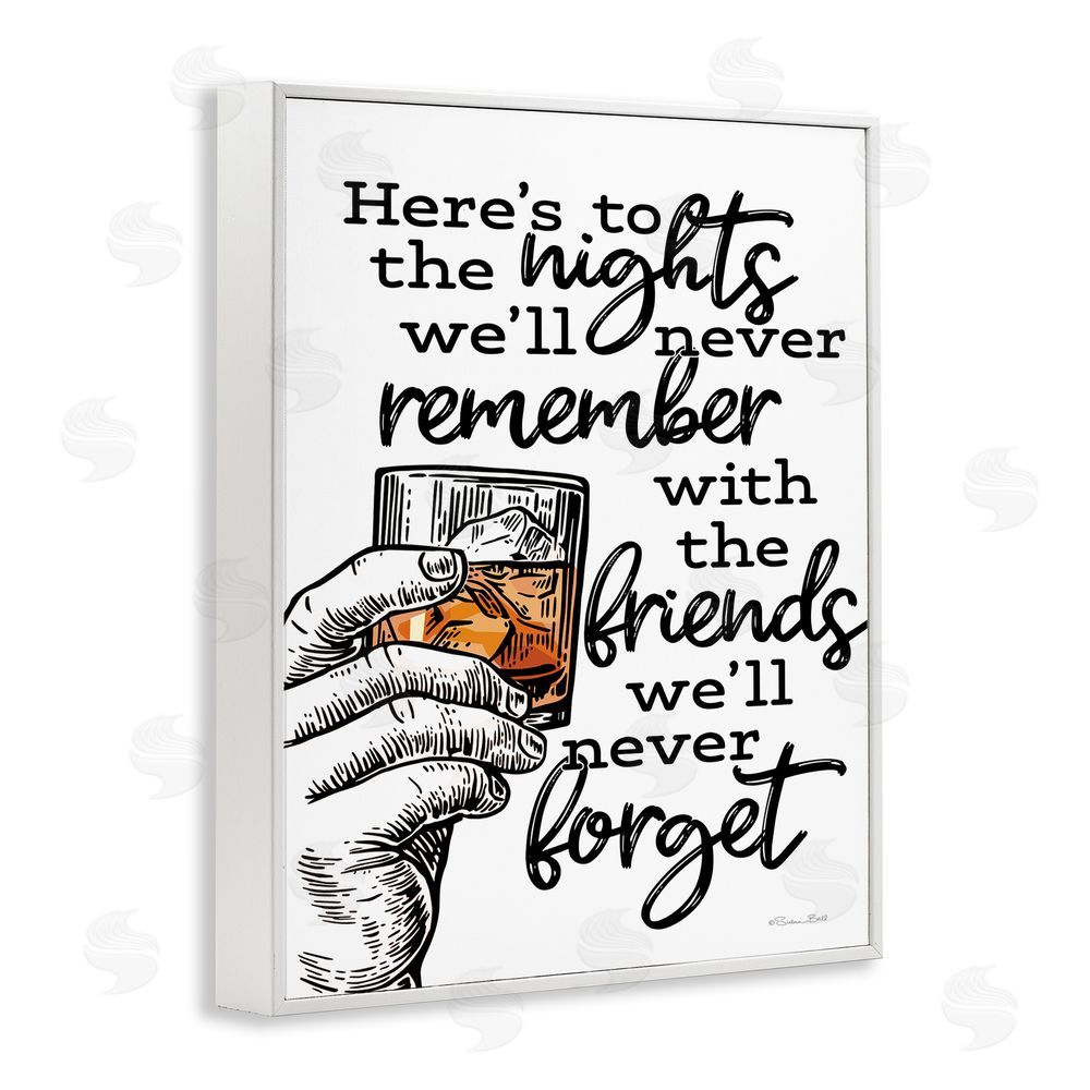 Susan Ball Funny Drinking with Friends White Framed Giclee Wall Art Print