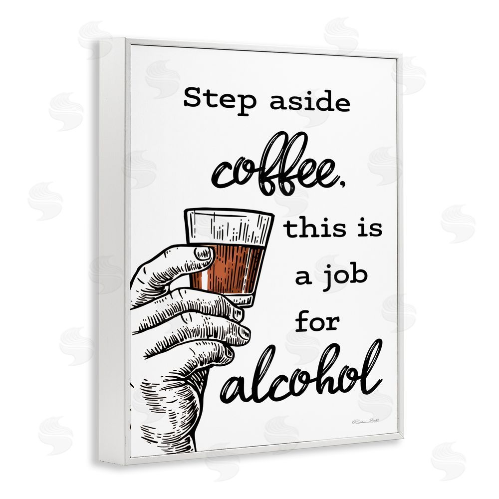 Susan Ball Step Aside Coffee Funny White Framed Giclee Wall Art Print