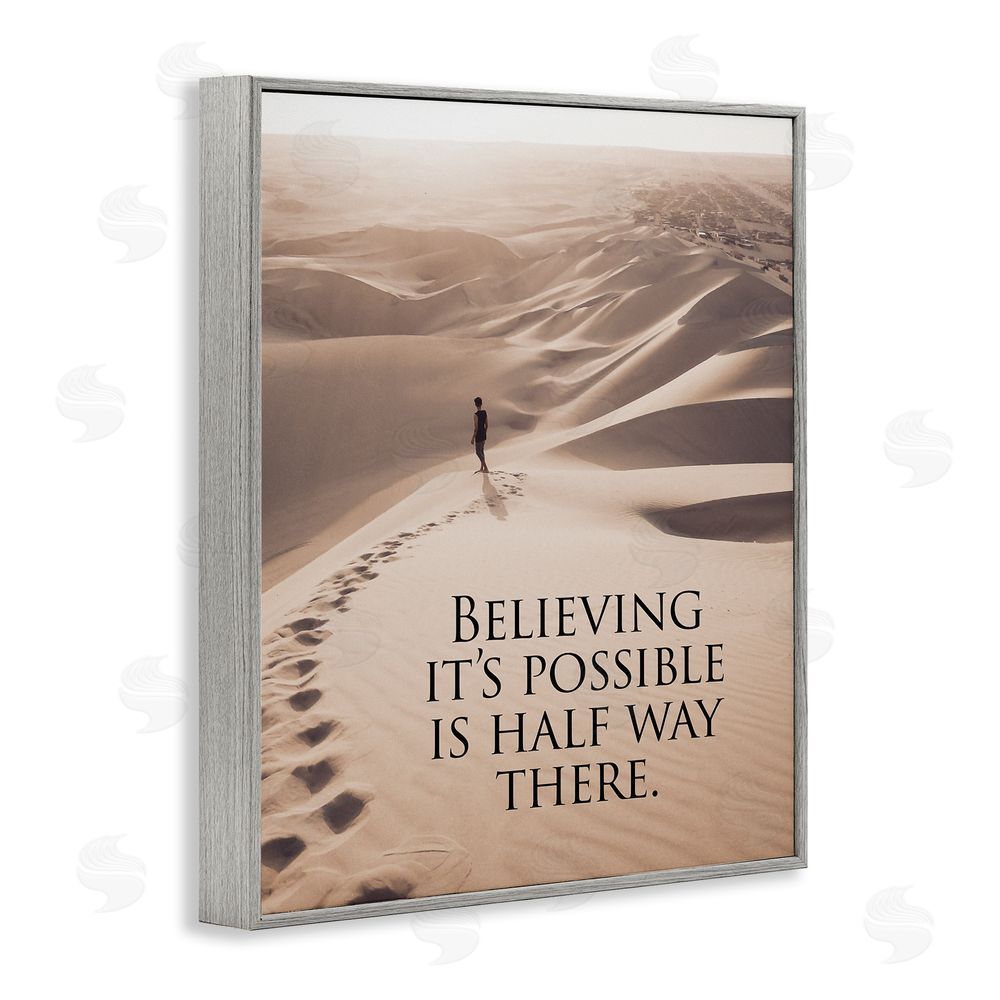 Steve Hunziker Motivational Believe It's Possible Gray Framed Giclee Wall Art Print