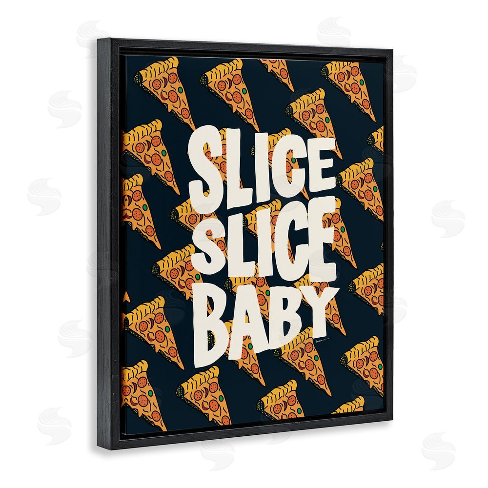 Amelia Noyes Pop Pizza Slice Baby Black Floating Frame Canvas Wall Art Print