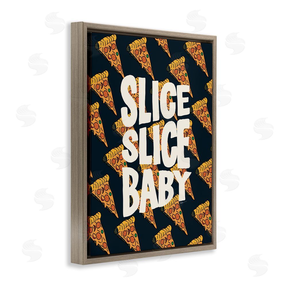 Amelia Noyes Pop Pizza Slice Baby Brown Floating Frame Canvas Wall Art Print