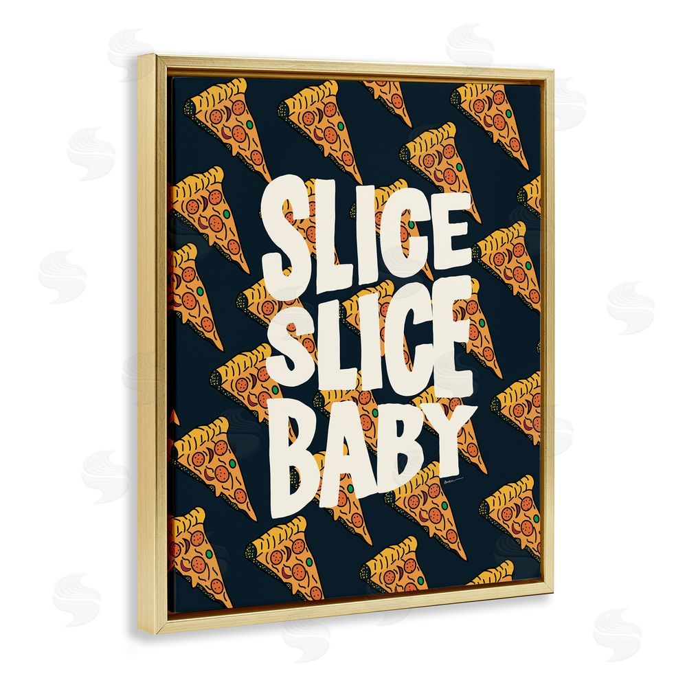 Amelia Noyes Pop Pizza Slice Baby Gold Floating Frame Canvas Wall Art Print