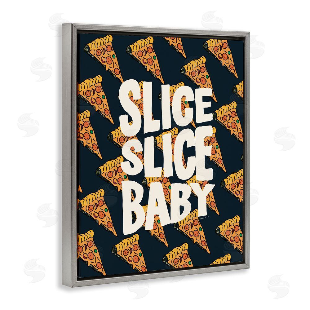 Amelia Noyes Pop Pizza Slice Baby Grey Floating Frame Canvas Wall Art Print