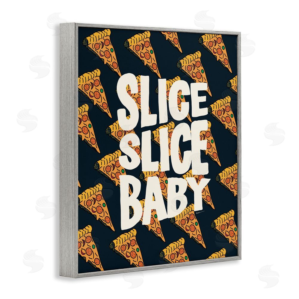 Amelia Noyes Pop Pizza Slice Baby Gray Framed Giclee Wall Art Print