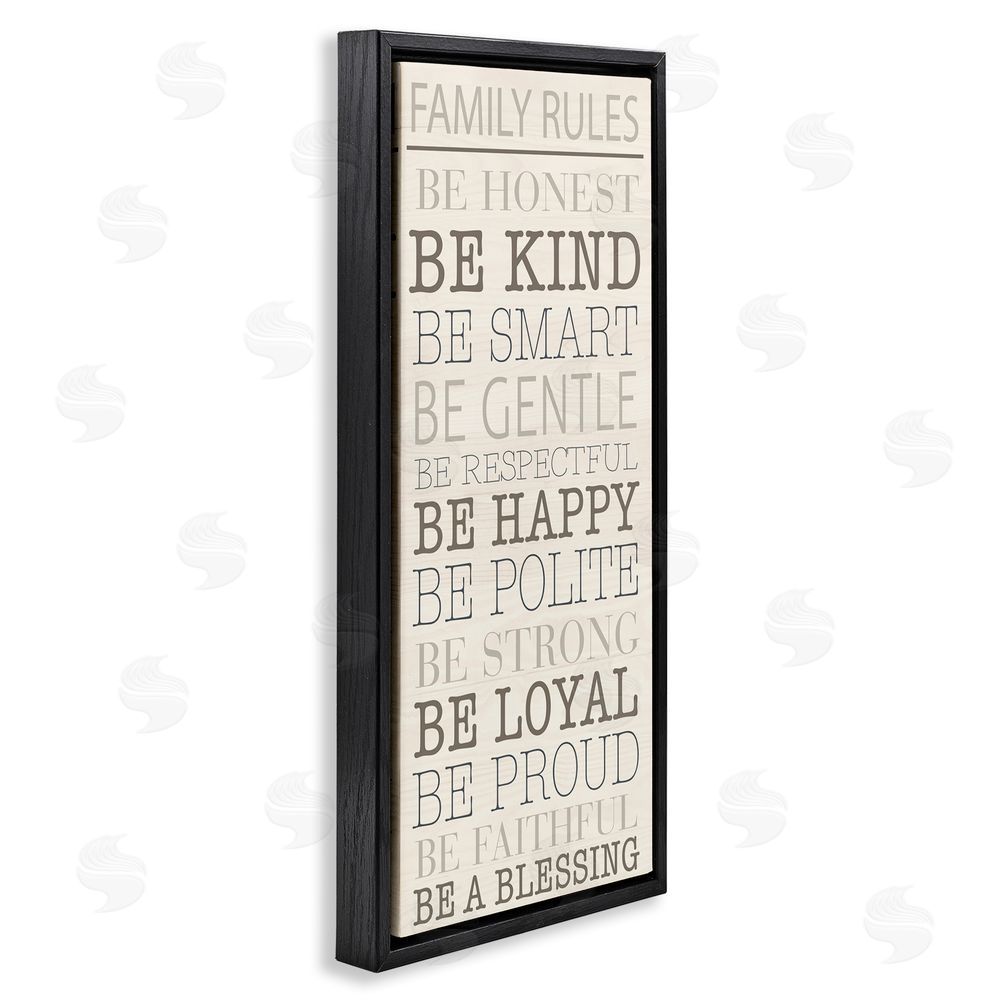 SunDance Group LLC Uplifting Family Rules Black Floating Frame Canvas Wall Art Print