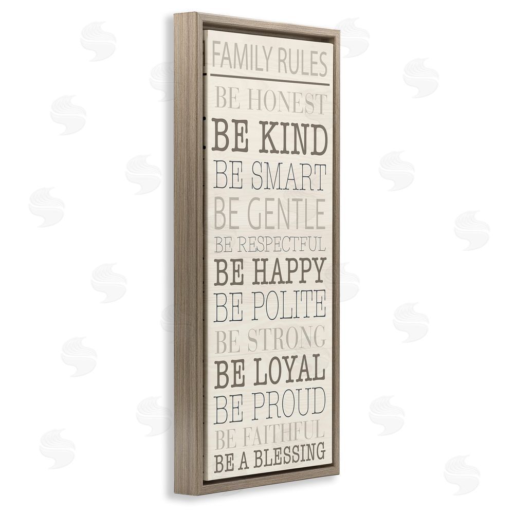 SunDance Group LLC Uplifting Family Rules Brown Floating Frame Canvas Wall Art Print