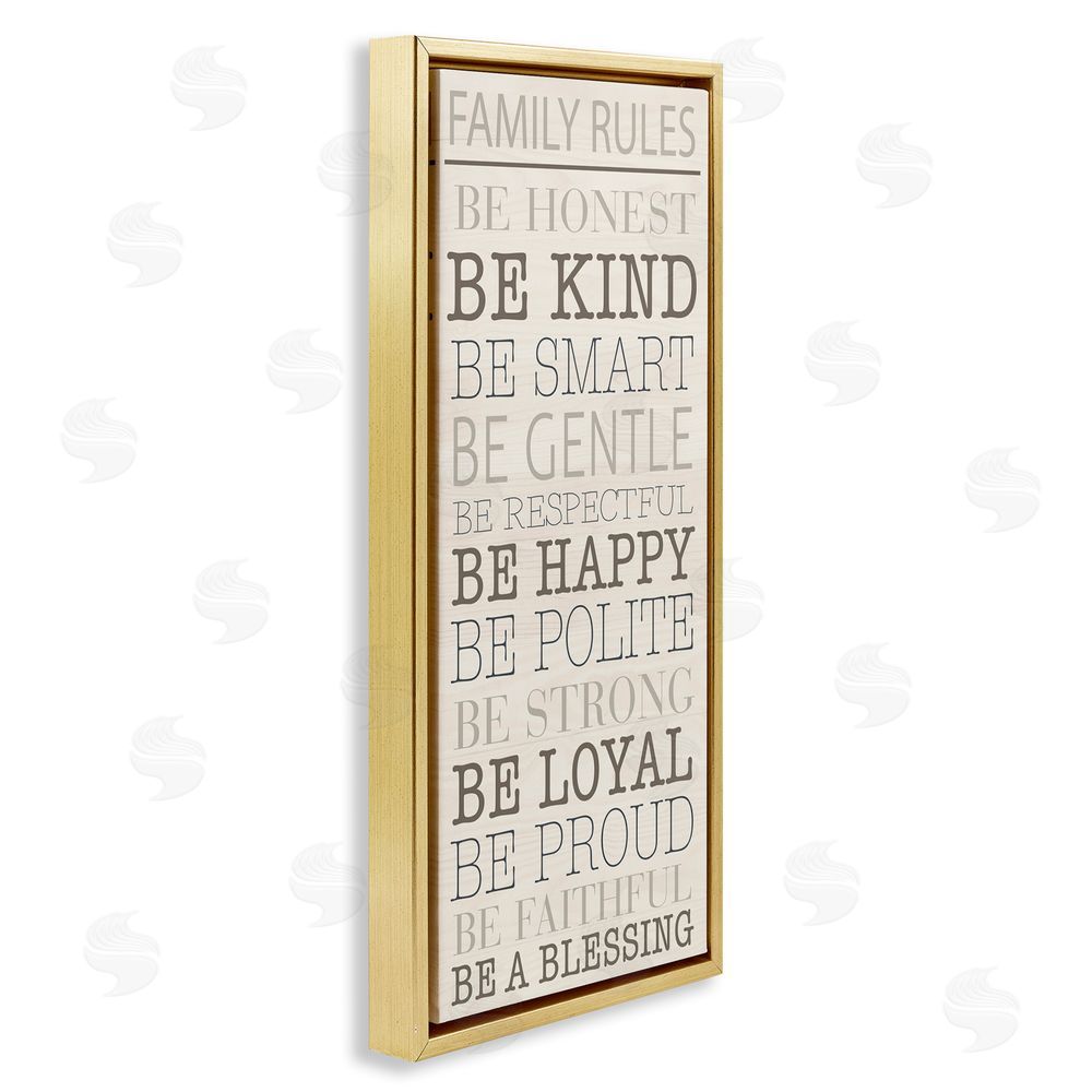 SunDance Group LLC Uplifting Family Rules Gold Floating Frame Canvas Wall Art Print