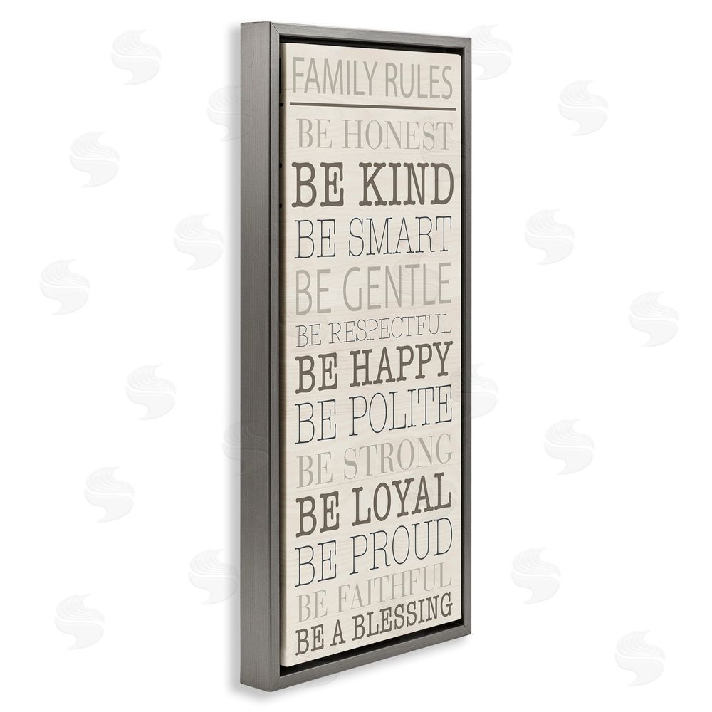 SunDance Group LLC Uplifting Family Rules Grey Floating Frame Canvas Wall Art Print