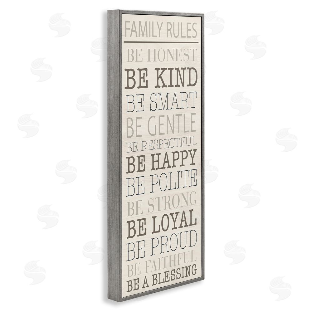 SunDance Group LLC Uplifting Family Rules Gray Framed Giclee Wall Art Print