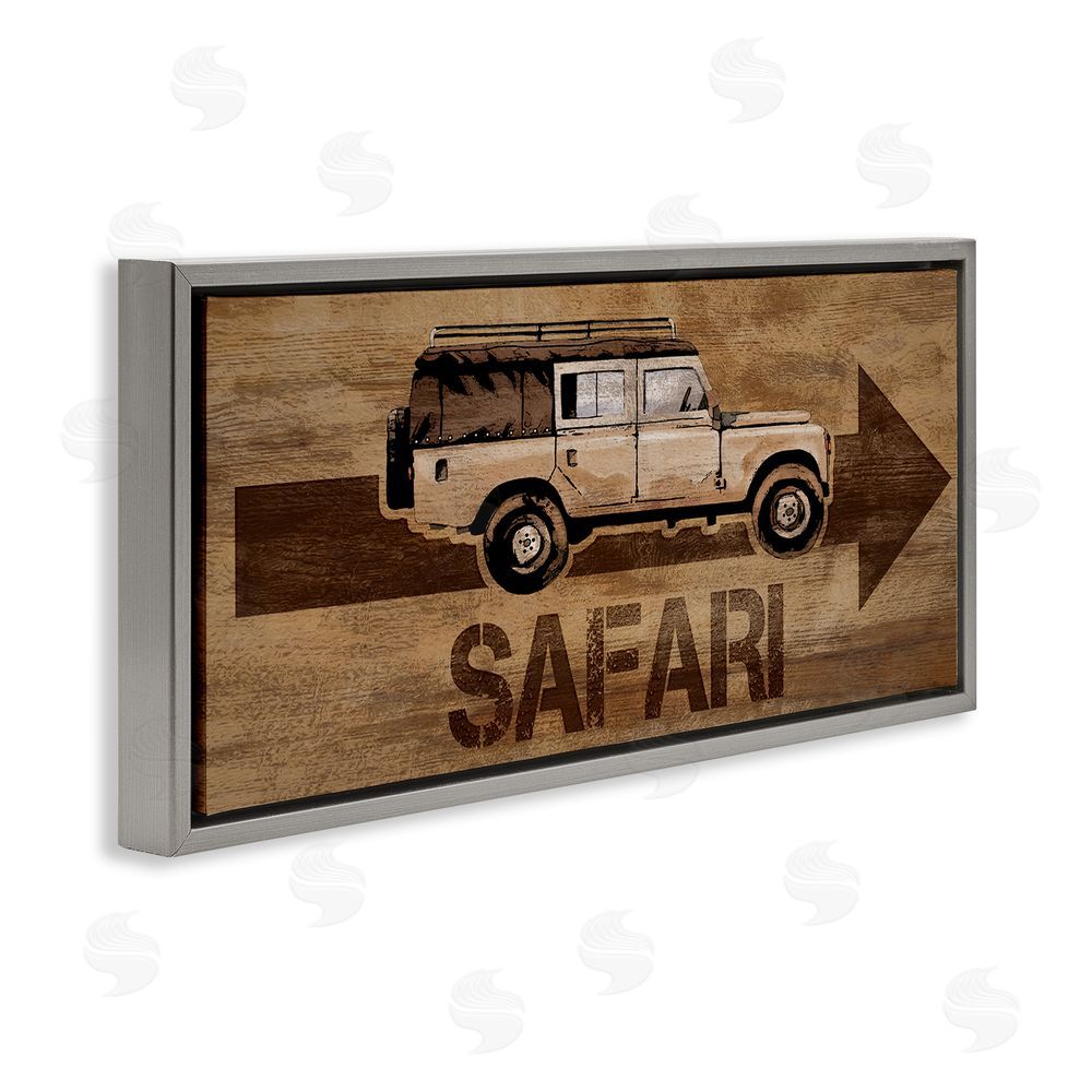 Lucca Sheppard Safari with Right Facing Arrow Grey Floating Frame Canvas Wall Art Print