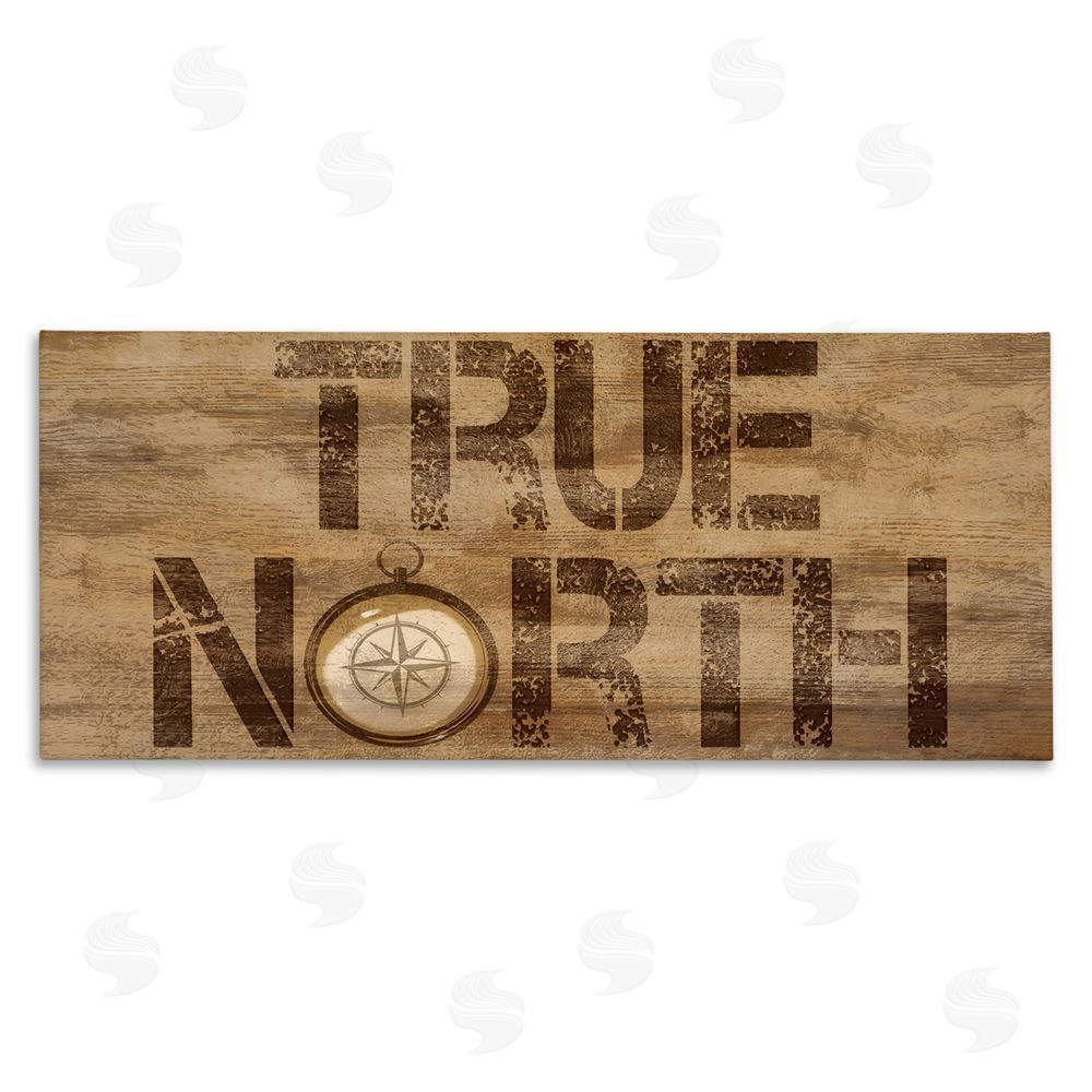 Lucca Sheppard Rustic True North Compass Stretched Canvas Wall Art Print
