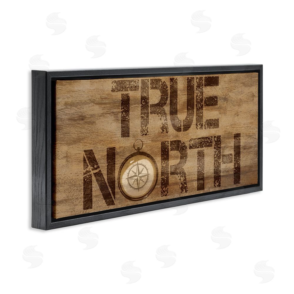 Lucca Sheppard Rustic True North Compass Black Floating Frame Canvas Wall Art Print