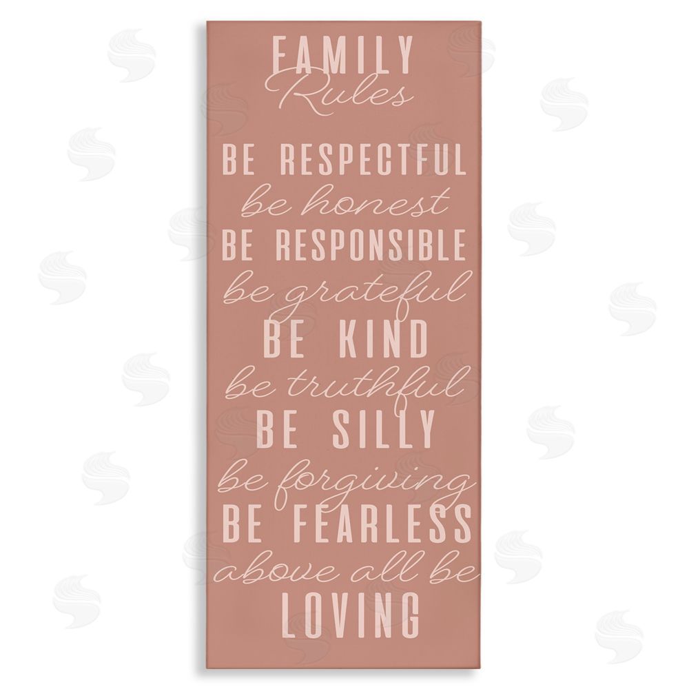 SunDance Group LLC Pink Chic Family Rules Stretched Canvas Wall Art Print