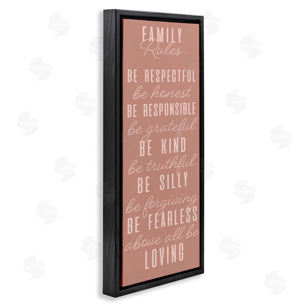 SunDance Group LLC Pink Chic Family Rules Black Floating Frame Canvas Wall Art Print