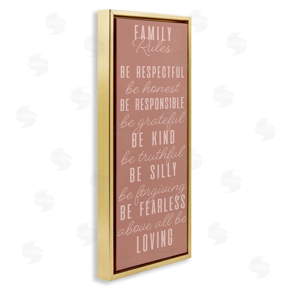 SunDance Group LLC Pink Chic Family Rules Gold Floating Frame Canvas Wall Art Print