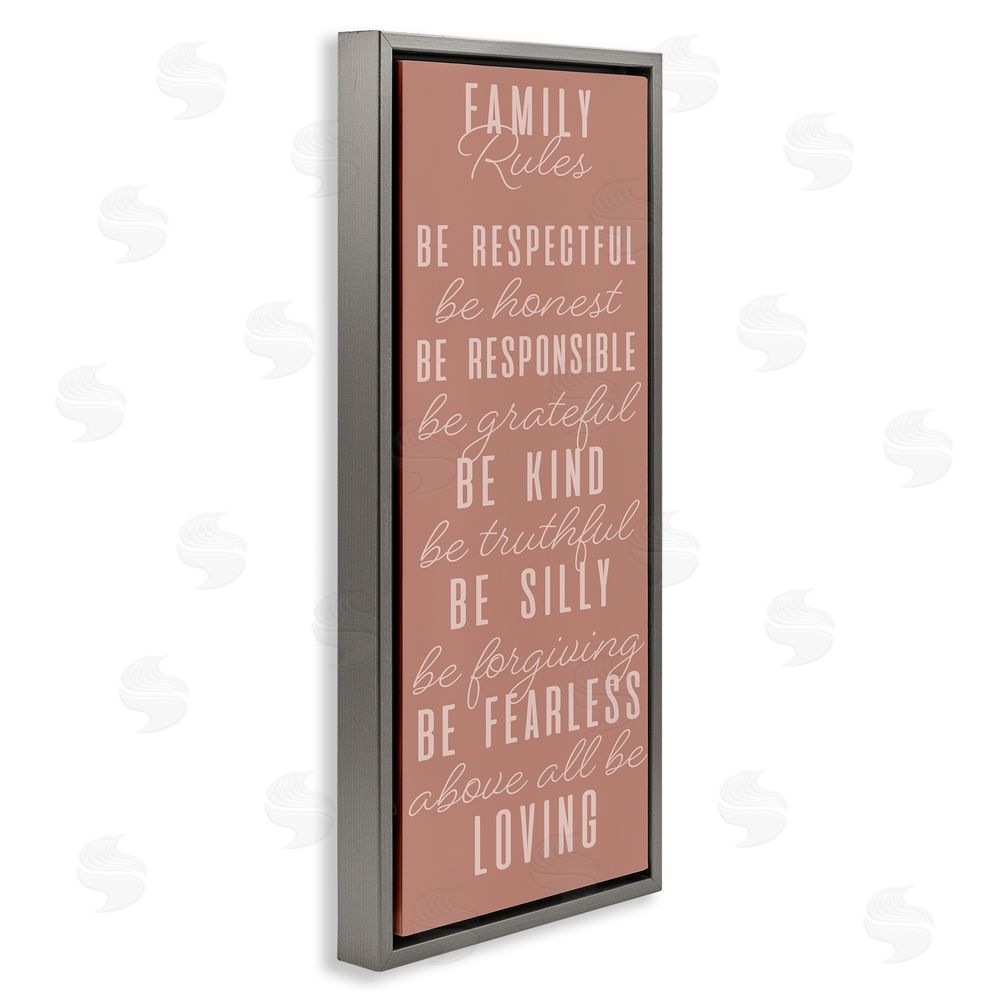 SunDance Group LLC Pink Chic Family Rules Grey Floating Frame Canvas Wall Art Print