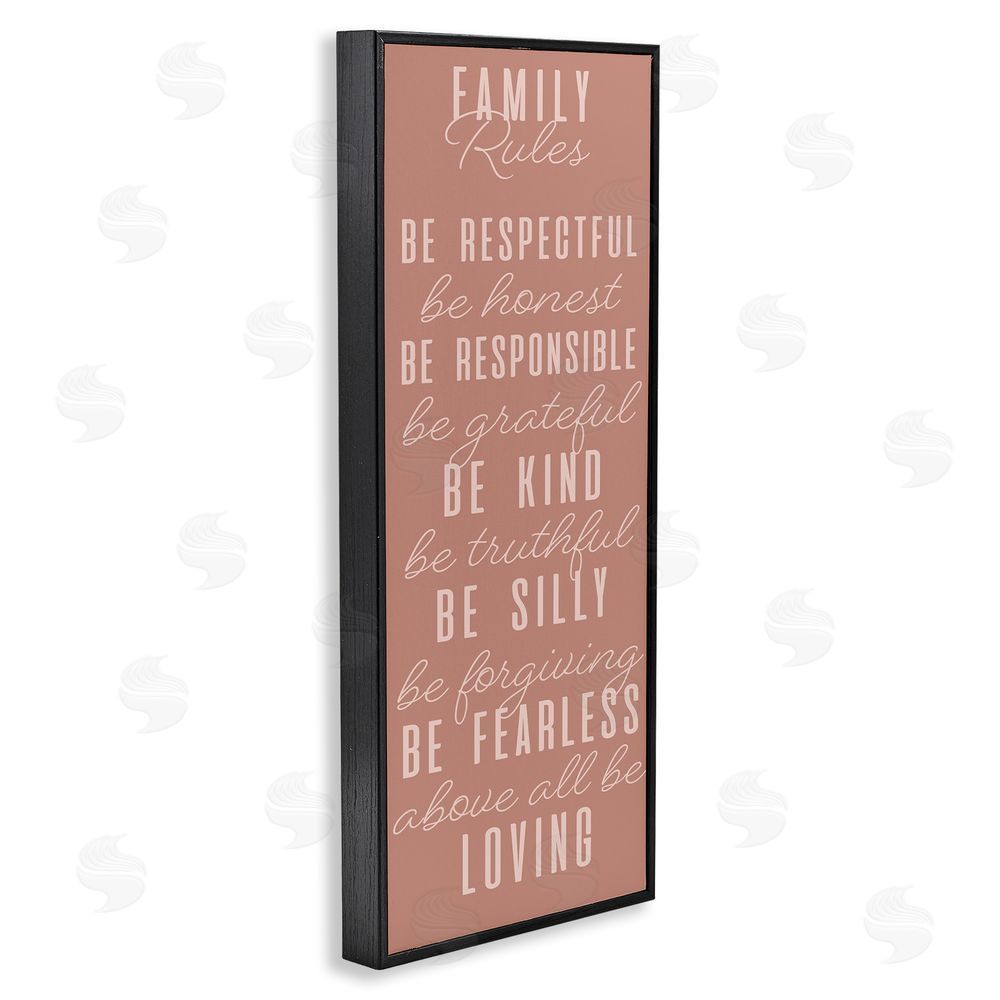 SunDance Group LLC Pink Chic Family Rules Black Framed Giclee Wall Art Print