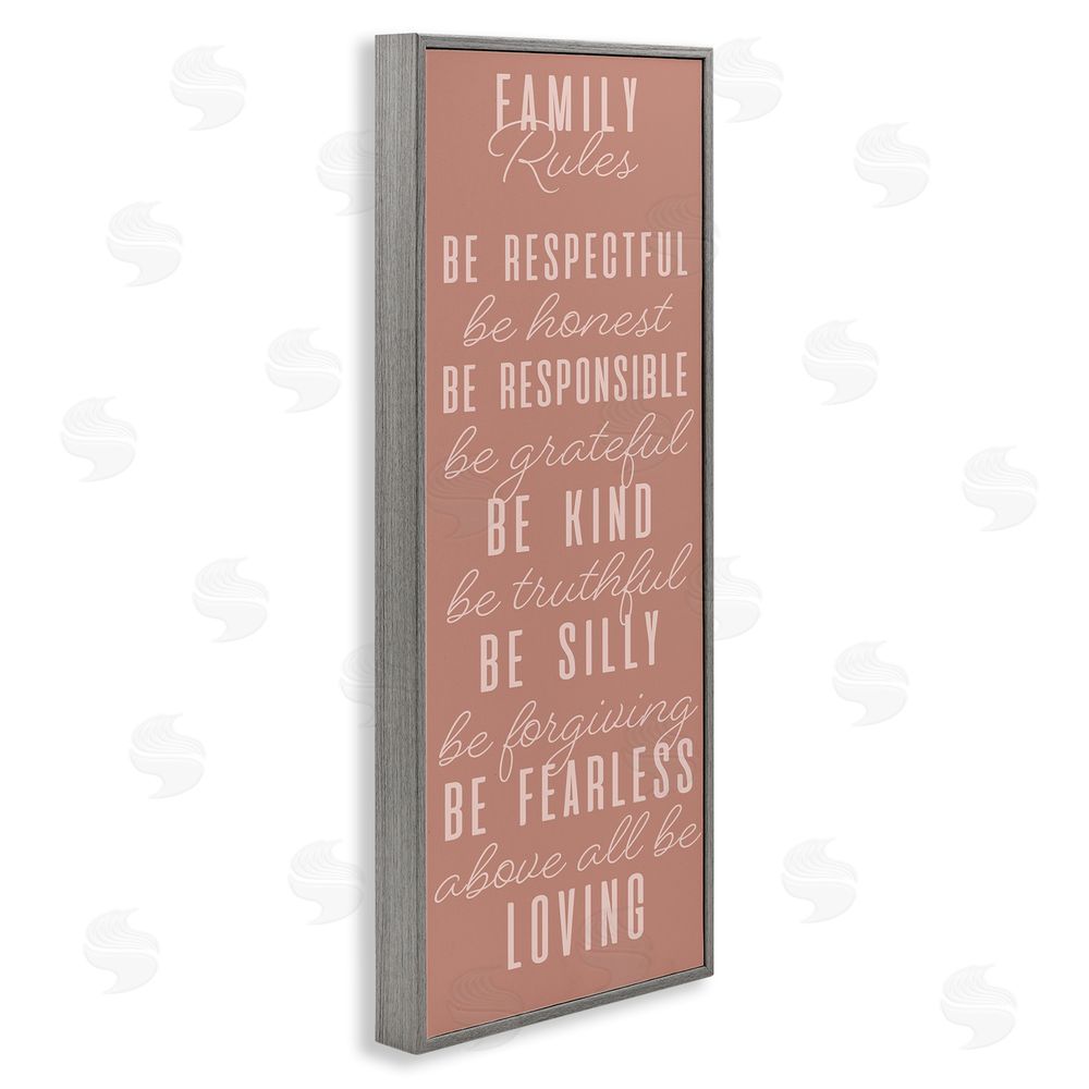 SunDance Group LLC Pink Chic Family Rules Gray Framed Giclee Wall Art Print