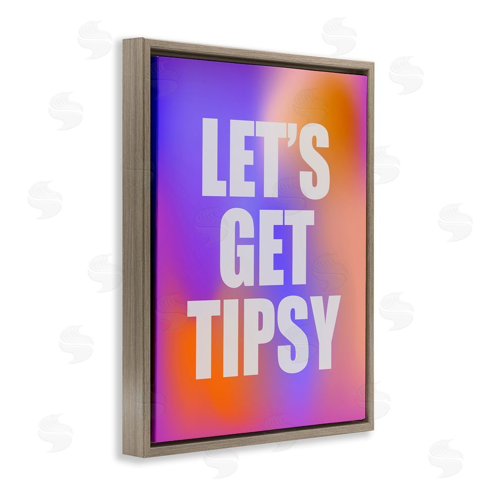 House of Lulu Bold Let's Get Tipsy Brown Floating Frame Canvas Wall Art Print