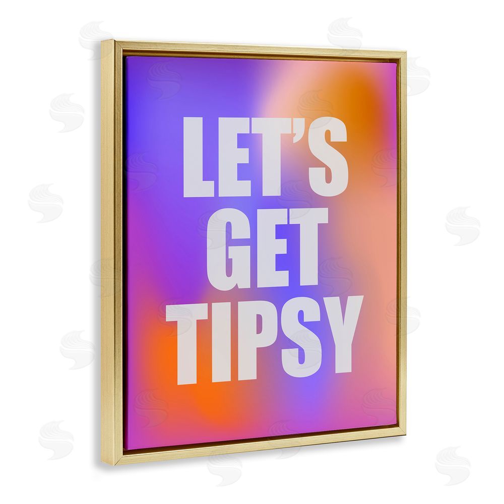 House of Lulu Bold Let's Get Tipsy Gold Floating Frame Canvas Wall Art Print