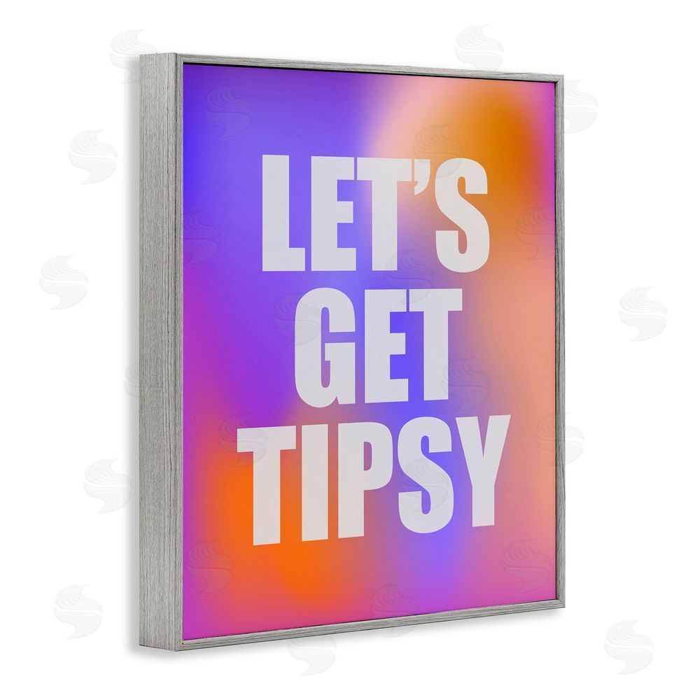 House of Lulu Bold Let's Get Tipsy Gray Framed Giclee Wall Art Print