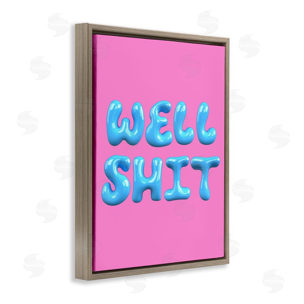 House of Lulu Pink & Blue Well Sh*t Brown Floating Frame Canvas Wall Art Print
