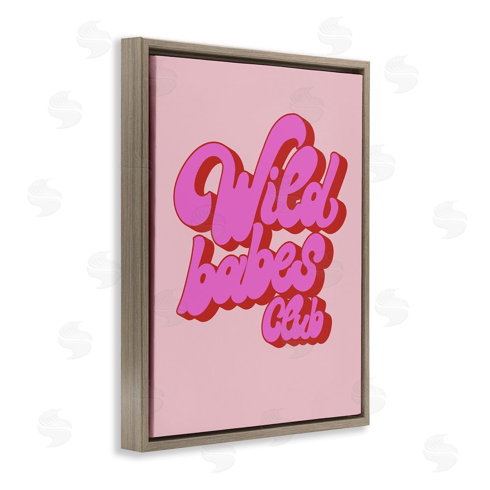 House of Lulu Groovy Wild Babes Club Brown Floating Frame Canvas Wall Art Print